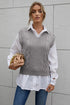V-Neck Twist Knitted Vest Sweater